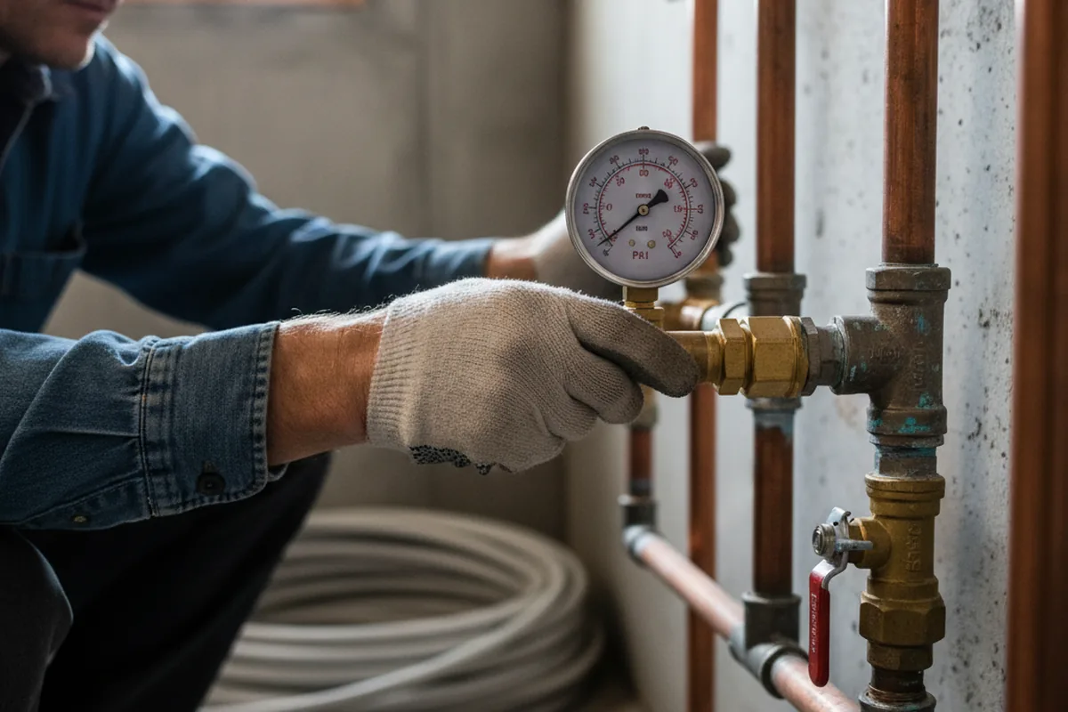 Pressure testing a repaired line during Water Line Repair in Lecanto